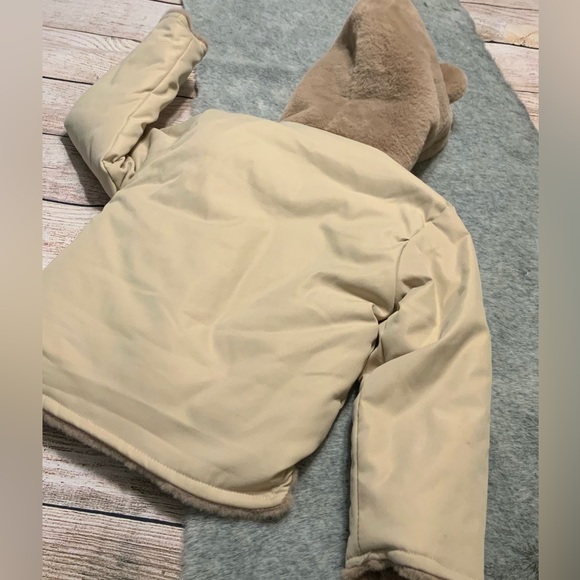 Kid’s Hooded Bear Button Up Lined Coat - Picture 3 of 6
